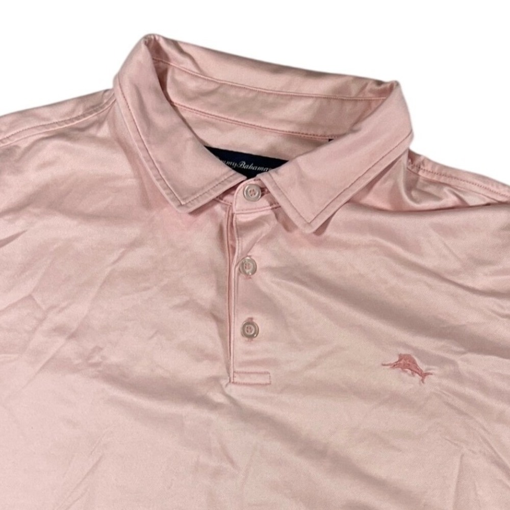 Tommy Bahama Polo Shirt Mens XXL Pink Pima Cotton Blend Short Sleeve Marlin Logo
